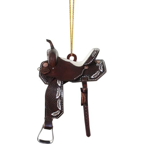 Saddle Ornament - Acrylic Flat Pendant - For Horse Lovers Cowboy Decor - Christmas Tree Hanging - 1 Piece (1/2)