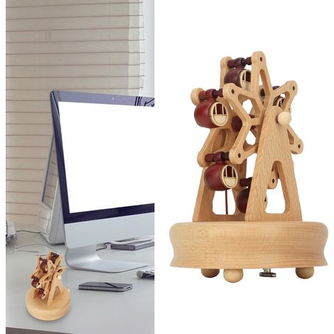 Musikalische Spieluhr aus Holz – Ferrishandcraft-Radmodell – Musikalische Geschenkbox für Weihnachten, Valentinstag, Geburtstag – Ferrishandcraft-Radmodell mit Drehmechanismus, Buchenholz – Maße: 11 x (1/5)