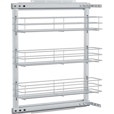 vidaXL Cesta de cocina extraíble 3 niveles plateada 47x15,5x55,5 cm (1/2)