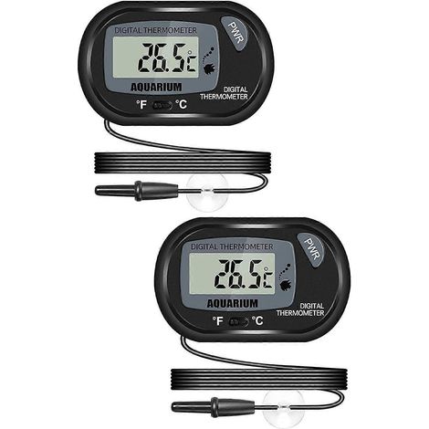 Thermomètre numérique LCD pour aquarium avec ventouses et sonde étanche pour aquarium, terrarium à reptiles (2 pièces) (1/5)