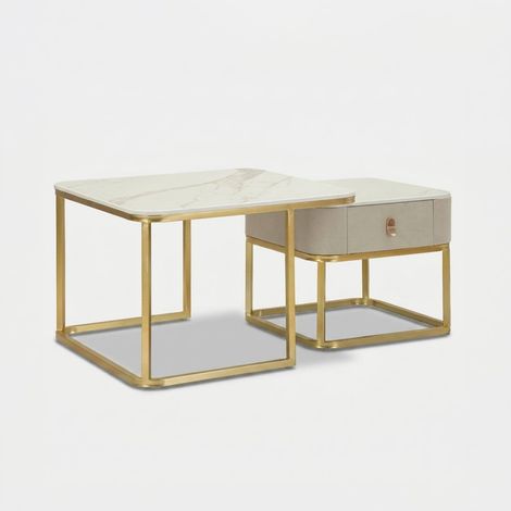 2 moderne Couchtische mit Schublade Beauty im Set (1/5)