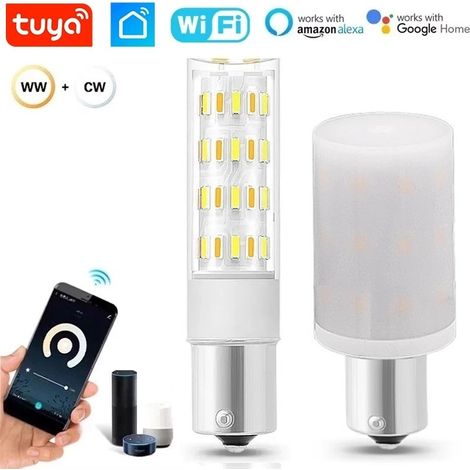 Tuya Lampadina Smart WiFi BA15S 12V LED Corn CCT Dimmerabile Compatta Ø18×H73 – 4W (1/5)