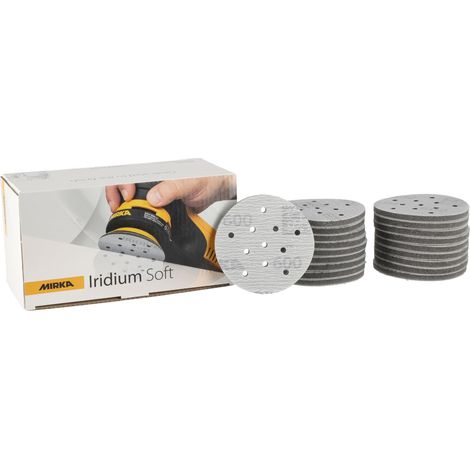 Mirka Iridium Soft dischi abrasivi Ø 77 mm/grana P600 /a strappo Multifit / 20 pezzi/abrasivo a base di schiuma per una precisa levigatura a secco, levigatura di vernici trasparenti, finitura (1/5)