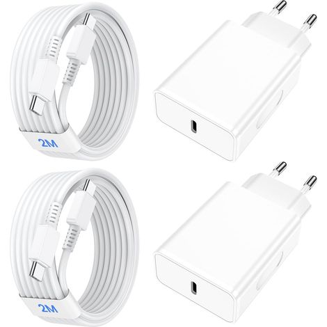 Chargeur Rapide 45W, 2 Pack Chargeur USB C avec Câble de Charge de 2M, Chargeur Ultra Rapide pour Galaxy S26 Ultra/S26/S25 Ultra/S25/S24/S23/S22/S21/S20/S10/S9/S8/A55/A54, Prise Secteur USB C Adapteur (1/5)