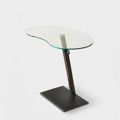 Table basse en verre trempé avec base métallique Fagioli (1/5)