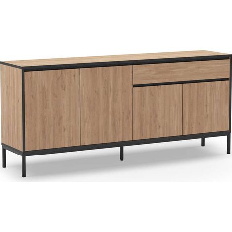 Aparador 4 puertas 1 cajón md-Cris acabado roble sepet y negro, 180cm(ancho) 80cm(alto) 40cm(largo) (1/3)
