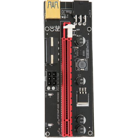 Carte d'extension PCIe avec 4 condensateurs FP et connecteur 6P, adaptateur d'alimentation pour cartes graphiques et périphériques (1/5)
