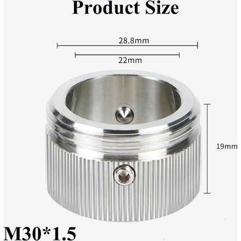 Satz mit 4 RA/Rav/Ravl M30 × 1,5-304 Edelstahl-Heizkörperthermostatadaptern – Präzise, auslaufsichere Schnappbefestigung – Inkl. Innensechskantschlüssel (22 mm Innendurchmesser) (1/4)