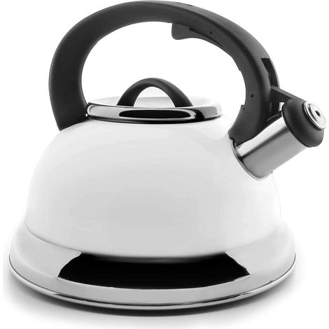 Lacor - 68643 - Hervidor Silbante 2,5Litro - Blanco. Apto para cocina de inducción