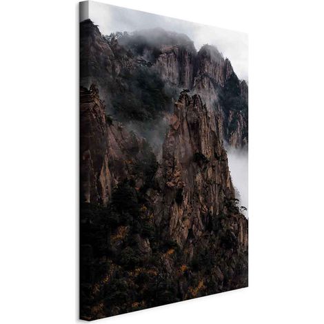 Bild – Im Herzen einer Berglandschaft (1-teilig) – Wolken zwischen Felsen (1/5)