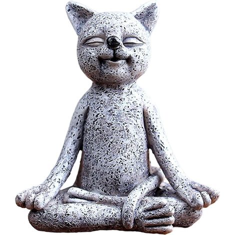 Tierskulptur in Meditation – Hund / Frosch / Katze – Dekoration für einen Feengarten, Zuhause