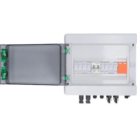 4-String PV Combiner Box, Solar Combiner Box with 15A Fuse, 63A Circuit Breaker, Lightning Surge Protector and Solar Connector, for Solar Panel System (1/5)