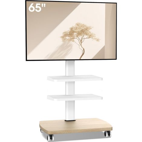 Support TV roulettes pour TV de 32-65 Pouces - Support TV sur Pied Plus Haut 1240 MM-1420 MM Pivotant 60° Inclinaison 12° jusqu'à 40 KG Max. VESA 400x400mm (1/5)