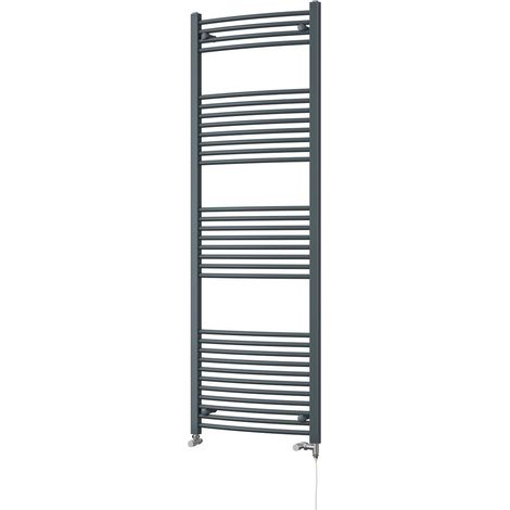 Zennor - Anthracite Dual Fuel Towel Rail H1800mm x W600mm Standard - Curved (1/3)