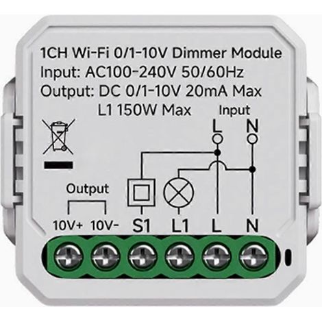 Variateur LED intelligent Tuya 0/1-10 V WiFi, compatible avec l'application Smart Life, 100-240 V A (1/5)