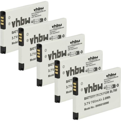 vhbw 5x Akku kompatibel mit Gigaset Premium 300HX schnurlos Festnetz Telefon (700 mAh, 3,7 V, Li-Ion)
