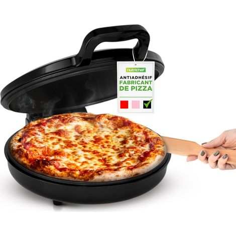 Four à Pizza Électrique 1500W - Appareil de Cuisson Antiadhésif Ø30 cm - Prépare Pizzas Maison, Œufs, Tartines & Plus - Compact, Poignées Froides, Température 80-200°C - Noir (1/5)