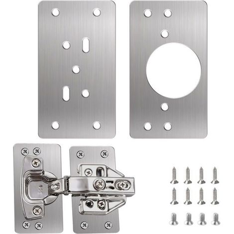 Plaque de réparation charnière inox 2 pcs — 9 x 4,7 cm, 12 trous, montage en applique (1/5)