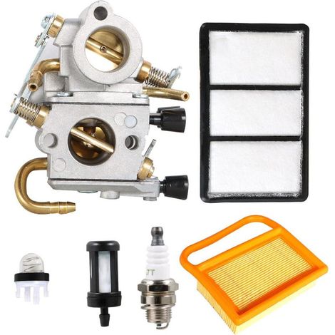Vergaser C1Q-S118 mit Luftfilter, Zündkerze, Kraftstoffleitung, Primerpumpe und Ersatzkraftstofffilter für Stihl TS410 TS420 Kettensäge 4238 120 0600