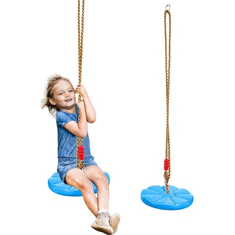 Outdoor-Schaukel, Kinder-Kletterseilschaukel, Schaukelsitz mit verstellbarem Schaukelseil, Erwachsenenschaukel für den Innen-/Außengarten, maximale Belastung 150 kg (blau)
