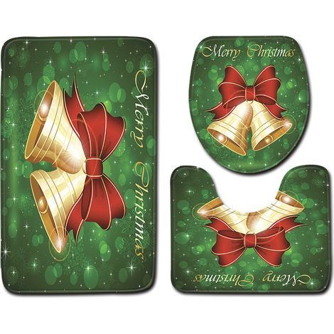 Tapis contour WC Lot de 3 tapis de salle de bain antidérapants avec imprimé Père Noël - Super absorption d'eau - Tapis de bain doux pour salle de bain, chambre à coucher, cuisine, toilettes et baignoi (1/5)