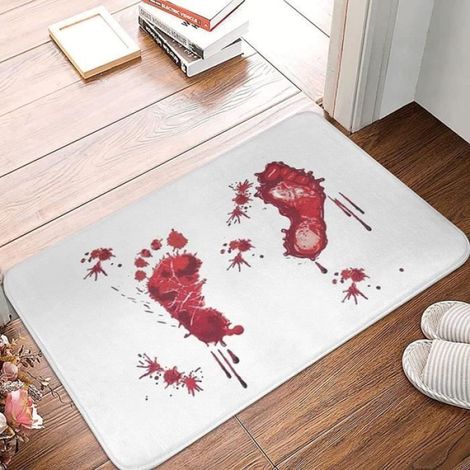 Tapis de bain Les changements des empreintes sanglantes d'Halloween ne se colorent pas lorsqu'ils sont mouillés Tapis,40x60cm (1/4)
