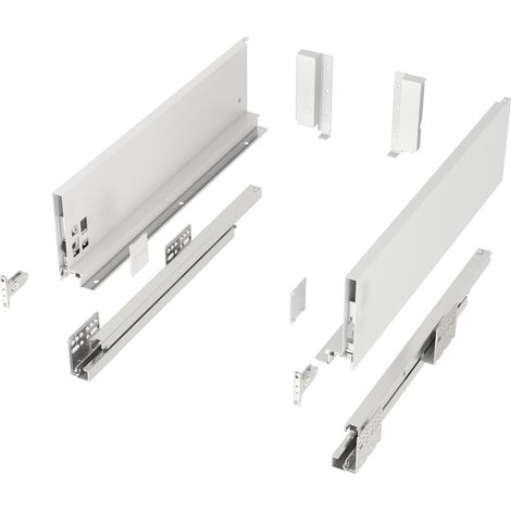 Schubladensystem Junker Slim SoftClose bis 40 Kg belastbar, Höhe 116 mm, Zargen-Breite 13 mm, Tiefe (Nennlänge) 450 mm, weiß