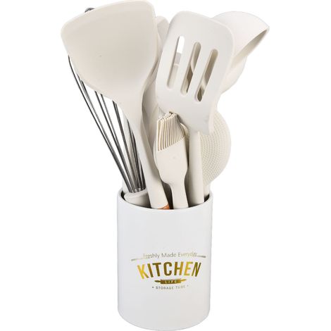 12-teiliges Silikon-Küchenhelfer-Set, weiß, nordisch-minimalistischer Stil, antihaftbeschichtet, Küchenutensilien-Set für Küchenhelfer (1/5)