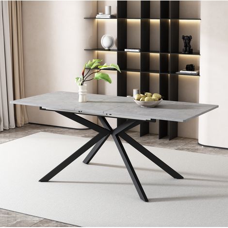 Mesa de comedor extensible rectangular 180 x 70 x 75,5 cm MDF y metal negro gris (1/5)