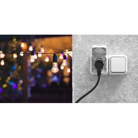 Va-et-vient + prise 2P+T - QUARX - Aqua Pro - IP55 - Prise 16A + Inter 10A - Connexion rapide - Blanc