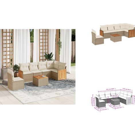 Salon de jardin avec coussins 7 pcs beige résine tressée - Ensemble Salon De Jardin - Meuble Extérieur - Jardin Design - Mobilier De Jardin - Set Salon De Jardin (1/3)