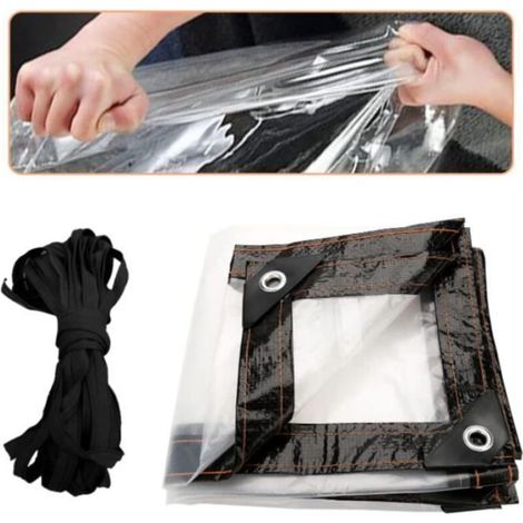 Garden Protection Tarp - 2 x 4 m - Transparent - Waterproof - Eyelets & Cord (1/4)