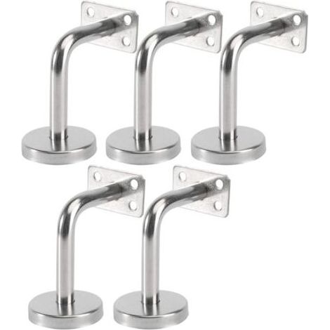 Lot de 5 Support Main Courante Inox - Murale Supports de Main Courante pour Escalier Exterieur Intérieur, Rampe Escalier Bois, Rail Descalier (6x8x5cm/2.7x3.1x2.0in) (1/5)