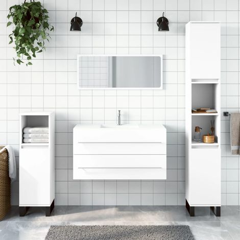 Armoire de salle de bain,Meuble de salle de bain avec miroir blanc bois d'ingénierie CFW630995 (1/5)