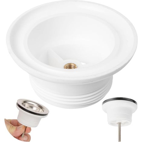 Raccord de rechange pour évier, Ø 1 1/2", PP sous bâti en blanc, avec écrou en laiton, pièce de rechange pour robinet à bouchon d'évier de cuisine, raccord standard pour siphon, pour robinet universel (1/5)