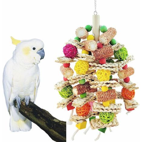 Kauspielzeug für große Papageien, Vogelkauspielzeug, Papageienspielzeug aus Holz für große und mittelgroße Papageienkäfige (1/5)