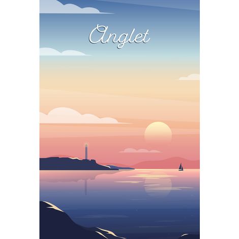 Tableau sur toile illustration Anglet 30x45 cm - Impression sur Toile Murale Décorative - Image imprimée en HD sur Toile - Toile sur Châssis en Bois FSC - Fabriqué en France (1/5)