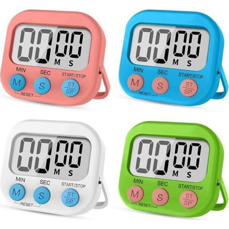 Minuteur Cuisine - Écran LCD Grand Format - Réglable 0 à 60 Minutes - 4 Unités - Couleurs Multiples (1/5)