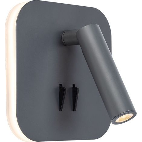 Applique murale liseuse LED 9W – Fonte d'aluminium gris anthracite – Température de couleur 3000K – Lumens 693 – IP20 intérieur (1/5)