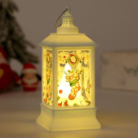 Lanterne De Noël - Lanterne À Led Rotative - Décoration Intérieure Pour Table Et Salon - Style Rétro - Jaune - Lot De 1