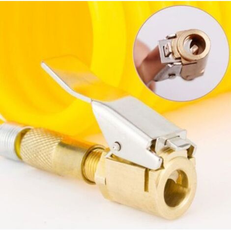 2 Pièce Adaptateur de Valve de Pneu de Voiture, 8 mm Pompe de Embout Laiton Gonflage Valve Clip Pince Connecteur Adaptateur pour Pn (1/4)