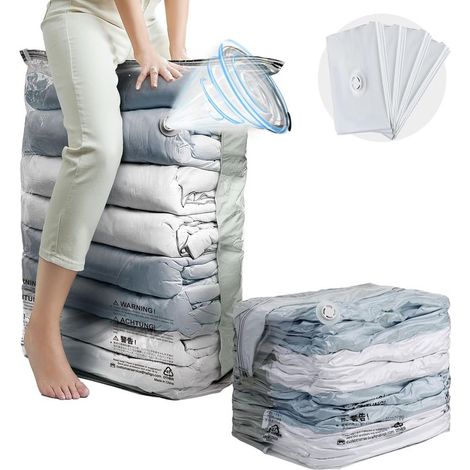 Lot de 4 sacs de rangement sous vide extra larges, réutilisables, pour couettes, couvertures et linge de lit. Gain de place et compression.-AquaForge (1/5)
