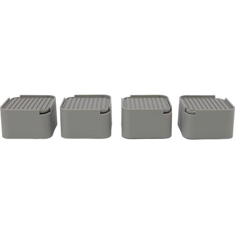 4 repose-pieds gris en caoutchouc carré 5cm pour meubles, canapé, lit, machine à laver, patins antidérapants pour maison (1/5)
