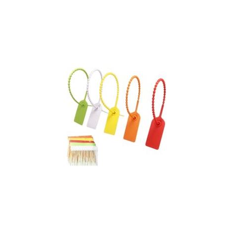 100 Pièces Plastique Serre-câble, Multicolore Serre-câble, Etiquettes Serre-câbles, étiquettes de Sécurité en Plastique, Boutons Anti-contrefaçon pour l'habillement et la Logistique (5 Couleurs) - Cre