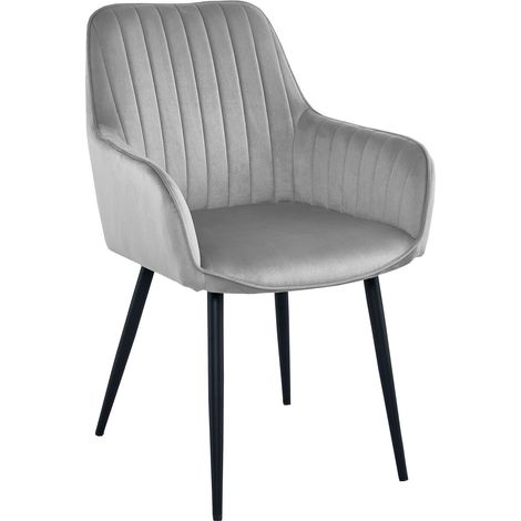 Sedia con braccioli Solden in velluto grigio argento (1/5)