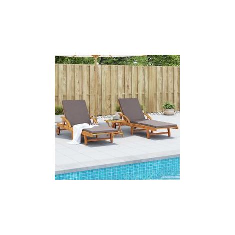 Chaises longues lot de 2 avec coussins 200x68x83 bois acacia (1/5)