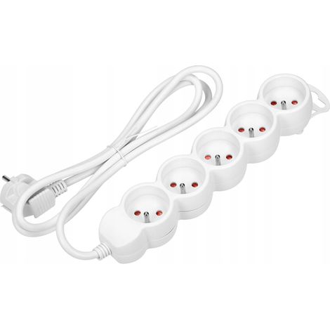 Multiprise ES-6/W/3 - 5 prises - Blanc - Fiches plates - Sûre et pratique (1/5)