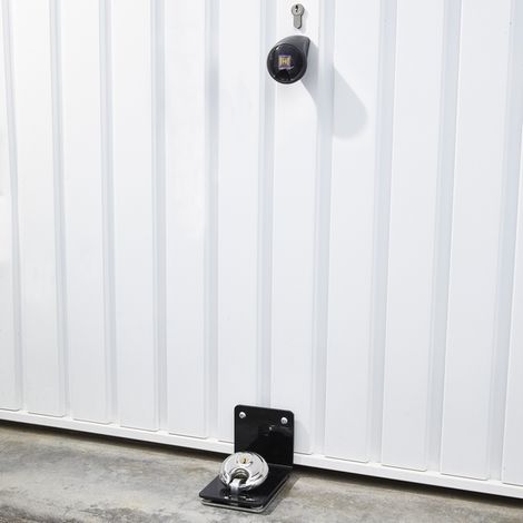 Mottez – Antivol porte de garage Eco – Verrouillage total par boulonnage – Plaque fixée au sol – Pour modèles s'ouvrant verticalement