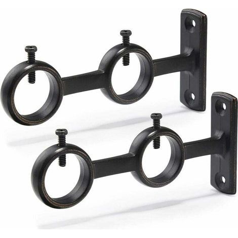 Lntyq Lot de 2 Supports de Tringle à Rideaux Double Crochets pour Tringle à Rideaux de Salon, Chambre à Coucher, Tringle à Rideaux (1/5)