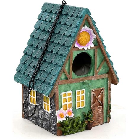 Garten-Vogelhaus-Dekoration, farbenfrohes Wildvogelnest, handgefertigtes dekoratives Vogelhaus aus Kunstharz, Ornamente für Terrasse und Garten, 1 Stück, farbenfroh (1/5)